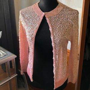 Vintage Valentino pink sequin cardigan. Vintage but still in great shape.
